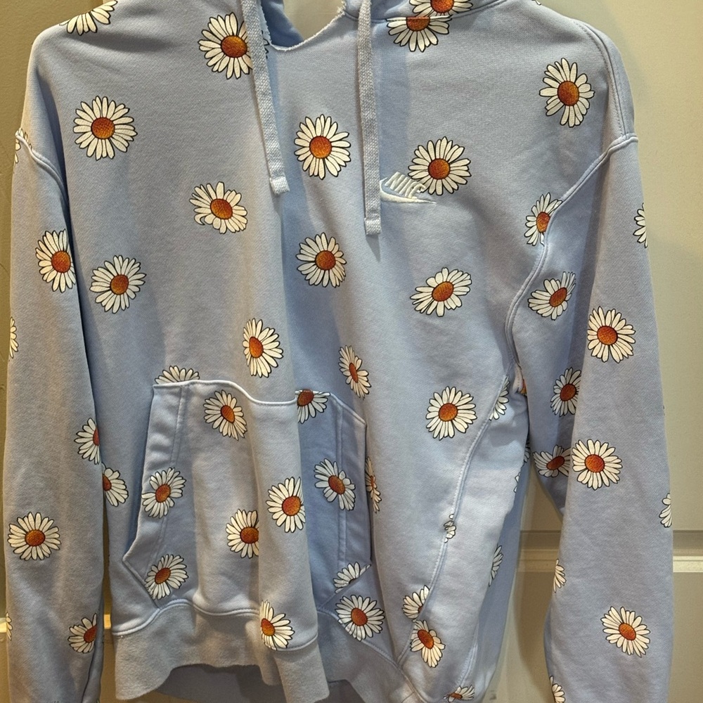 Blue Hoodie with Daisy Print